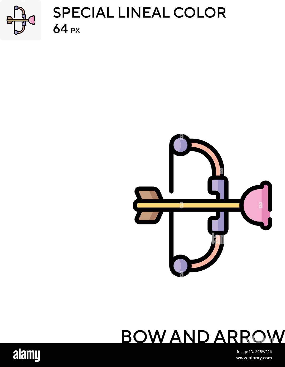 Bow and arrow Special lineal color vector icon. Bow and arrow icons for ...