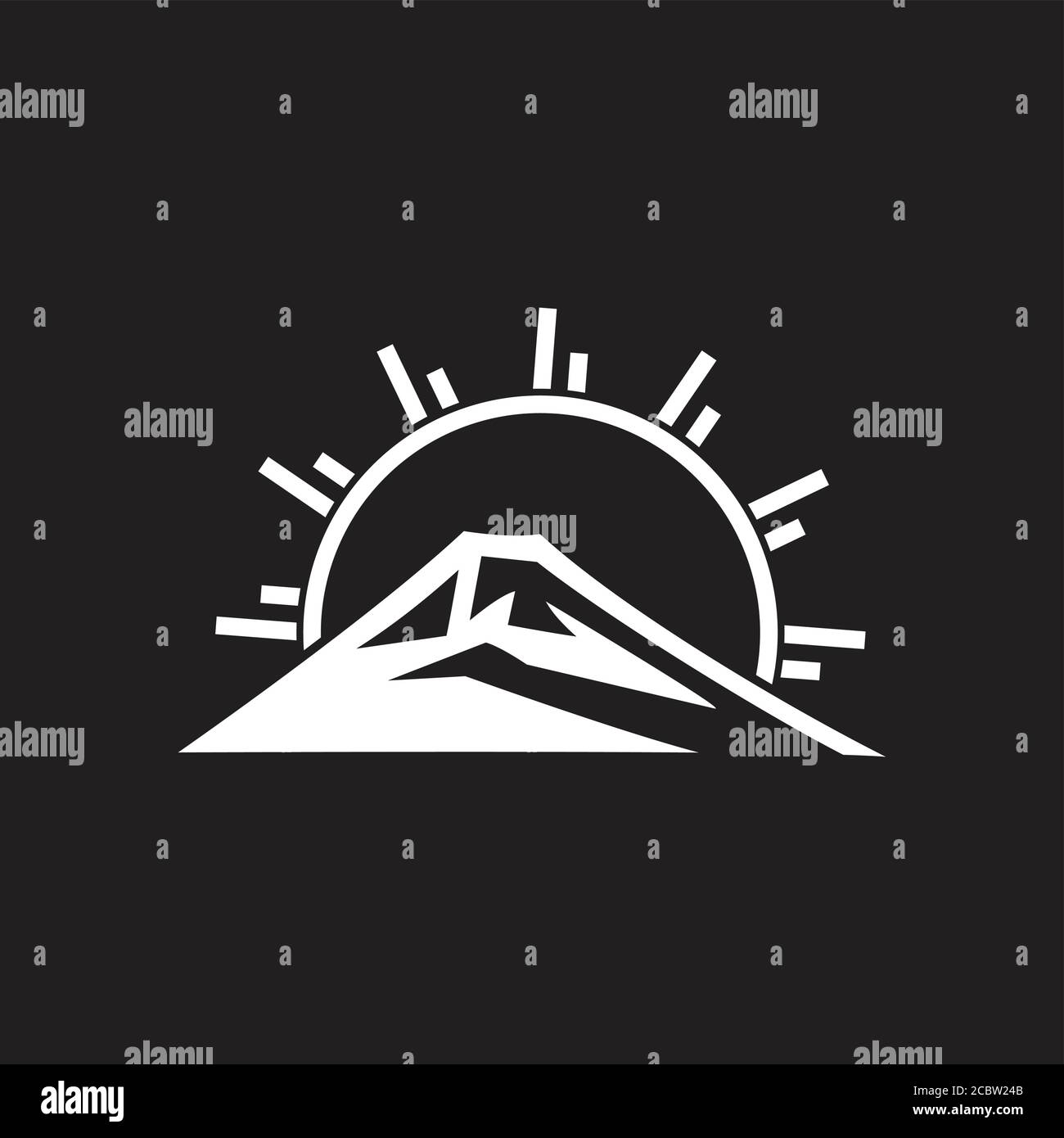mountain sun rays monogram logo vector Stock Vector