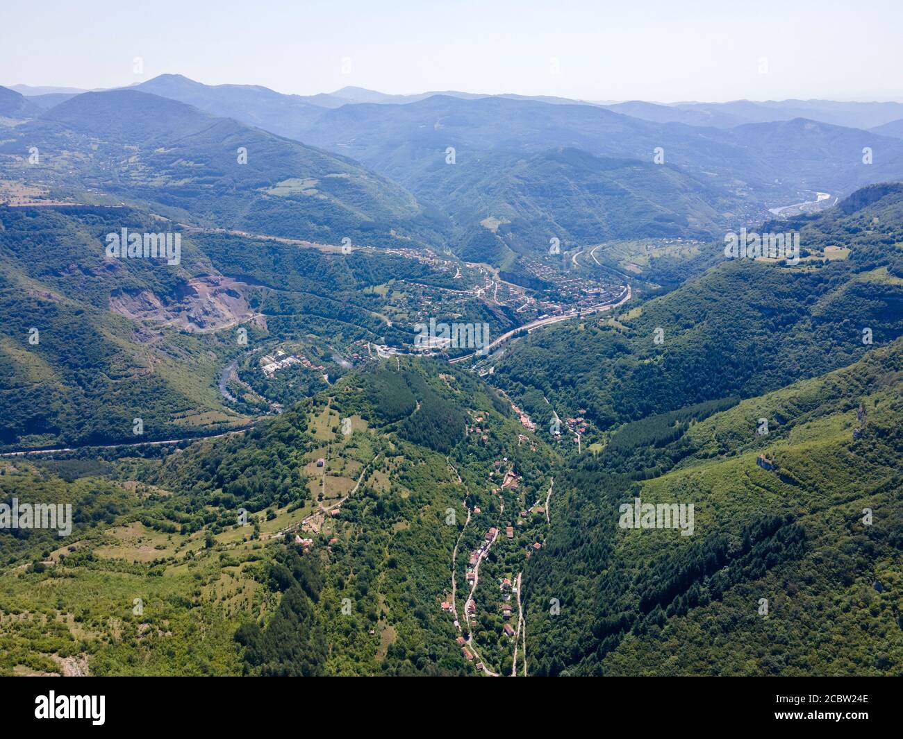 Aerial view of Iskar river Gorge, Balkan Mountains, Bulgaria Stock ...