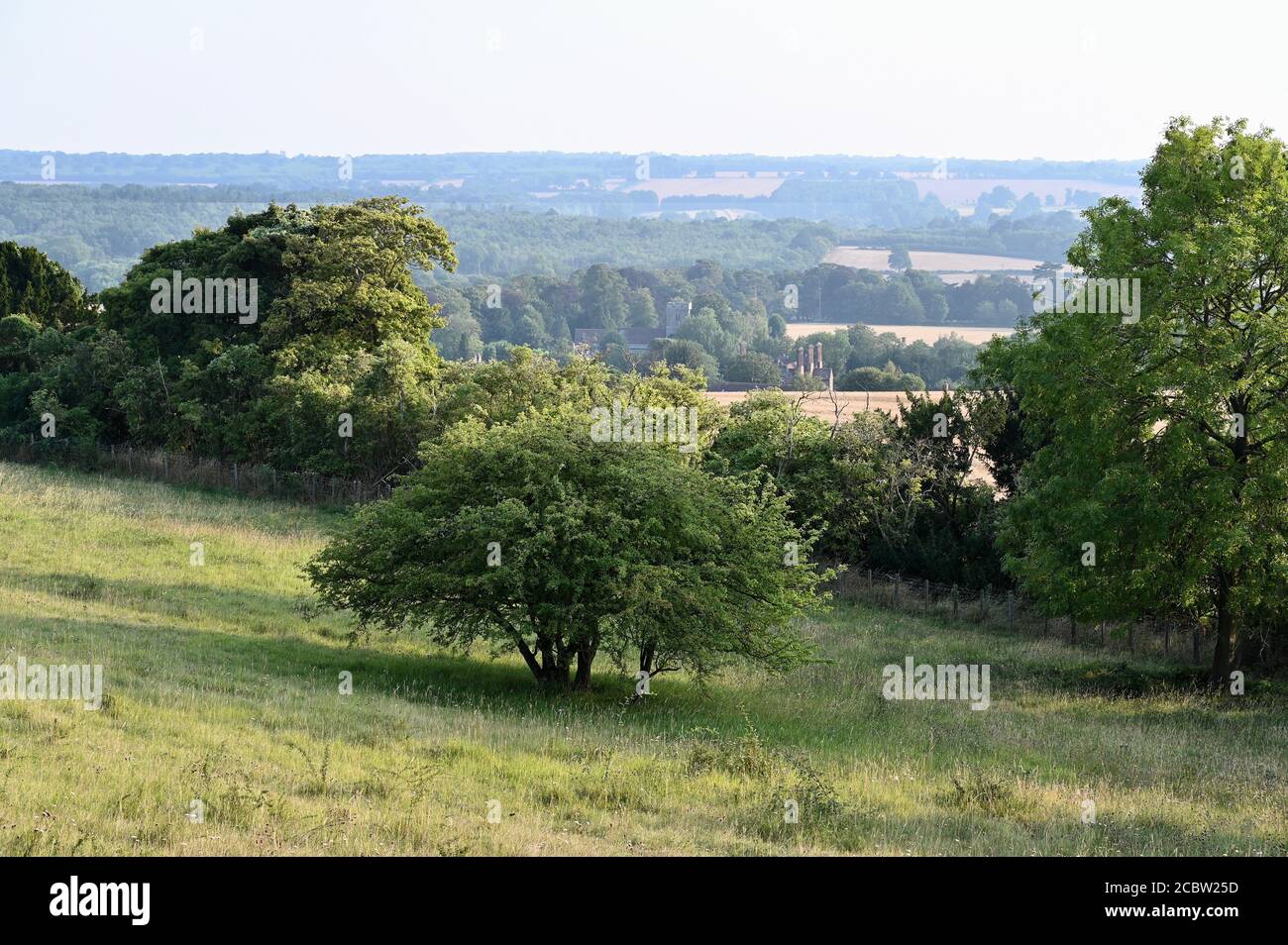 Kent Countryside with views of Hollingbourne Manor and All Saints Church, Hollingbourne, Nr Maidstone, Kent. UK Stock Photo