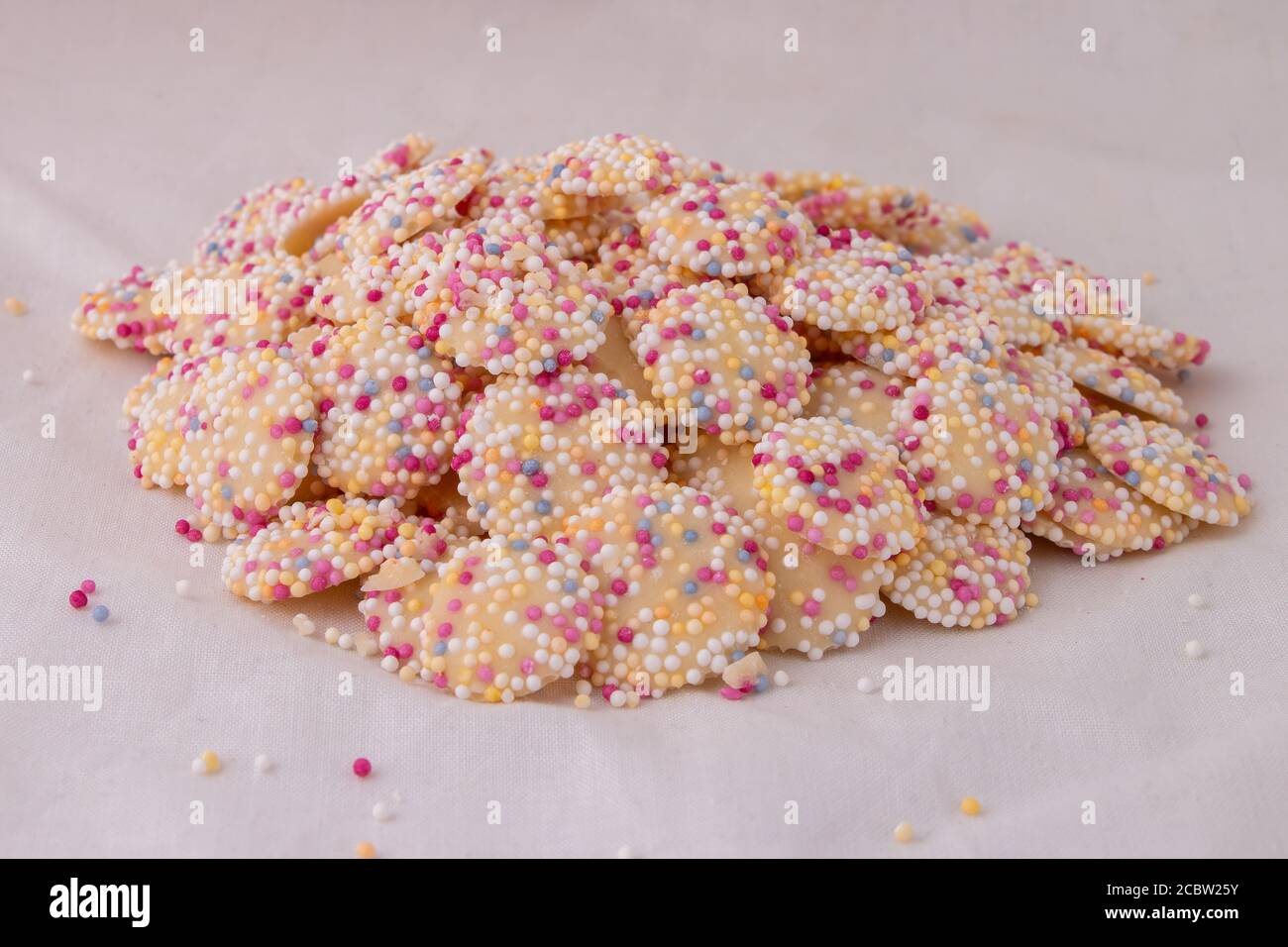 Retro British corner shop favourites. White chocolate with candy