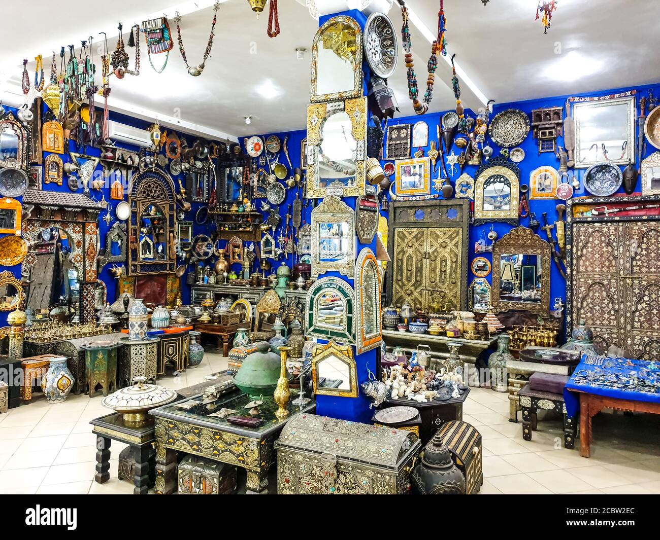 Inside a shop in Ouarzazate Stock Photo
