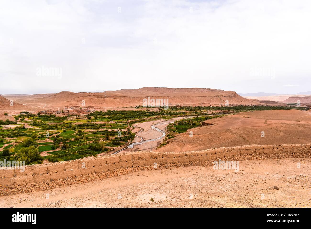 The view of the Ounila River from Ait Benhaddou Stock Photo