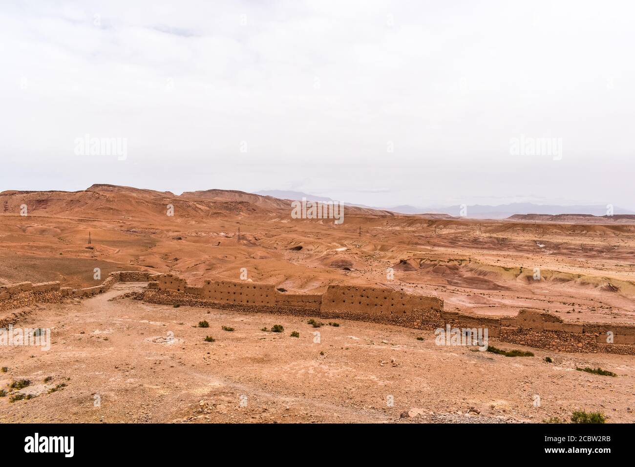 The view of a barren landscape from Ait Benhaddou Stock Photo