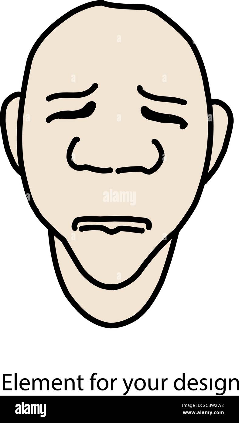 Face with closed eyes isolated on white background. Vector illustration Stock Vector