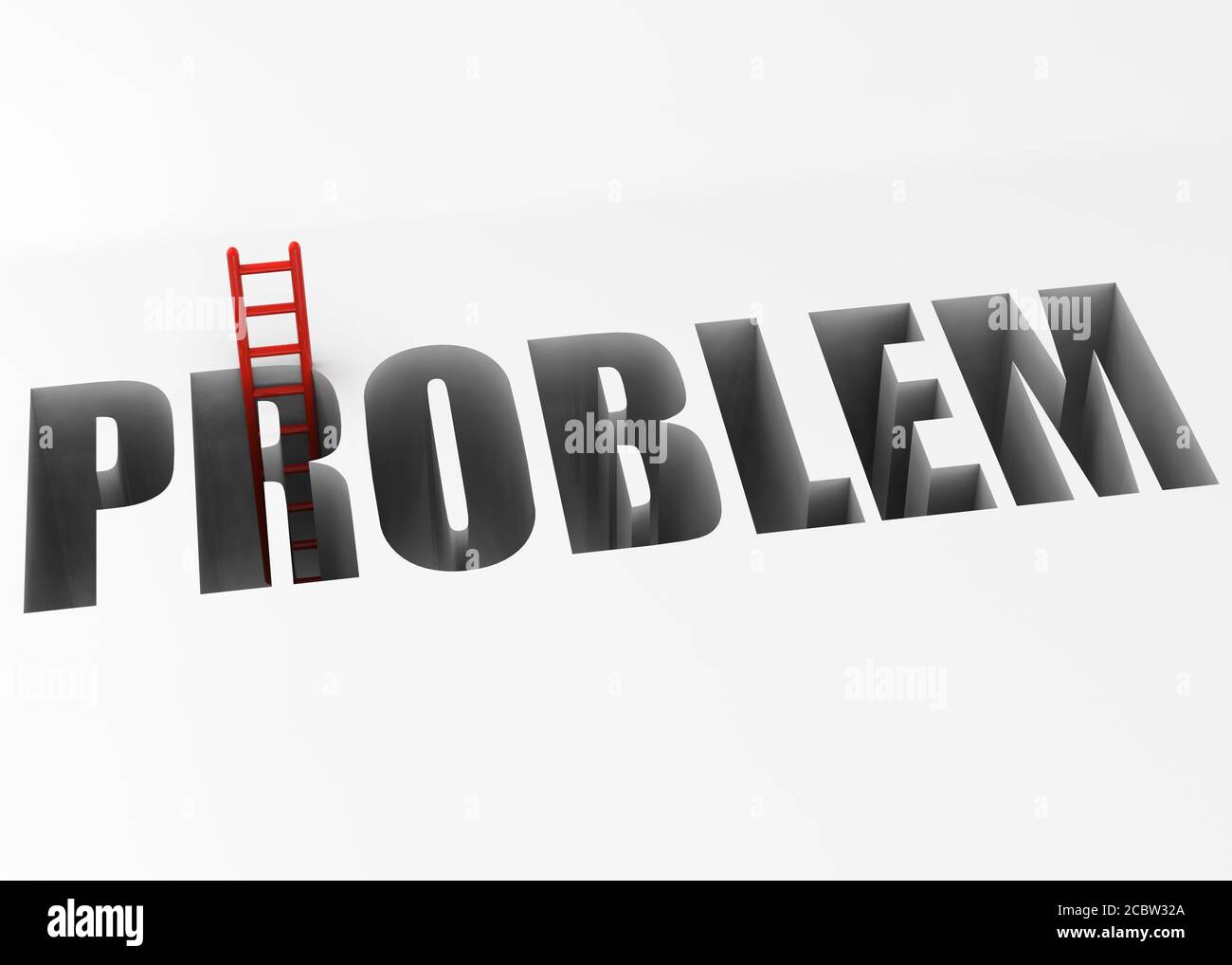Problem and Ladder - 3D Stock Photo