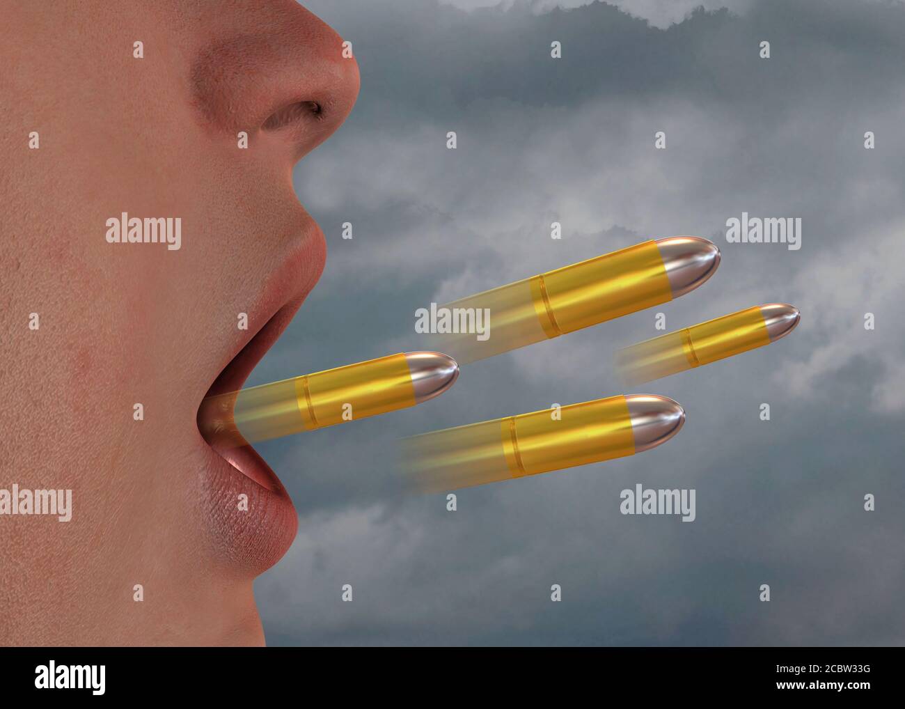 Words hurt like bullets 3d Stock Photo Alamy