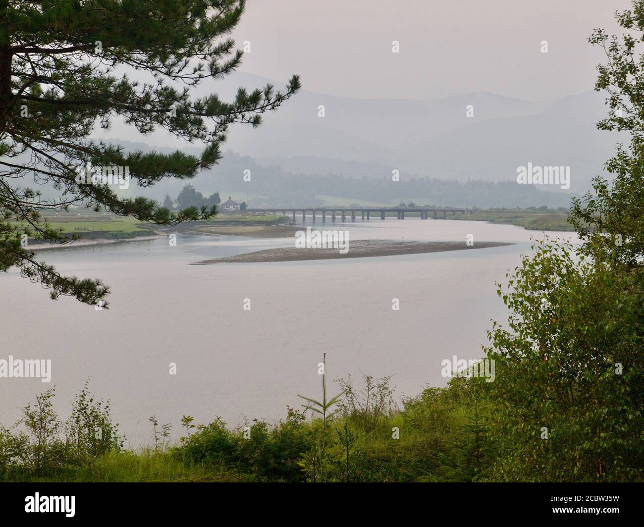 Bridge over Mawddach estuary, Wales Stock Photo