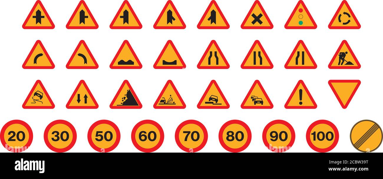 set of isolated spanish works traffic signs Stock Vector Image & Art Alamy
