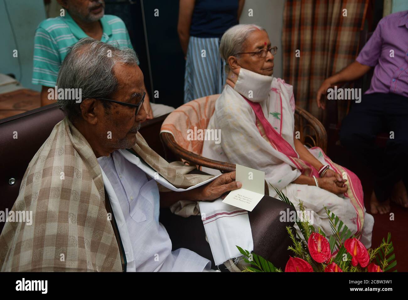 Veteran freedom fighter Anadi Ranjan Sen, been honored along with a message from the President of India, Shri Ram Nath Kovind. On the 78th anniversary of the quit India movement, President Shri Ram Nath Kovind remembered millions of freedom fighters who sacrificed their lives for the independence of India. Stock Photo