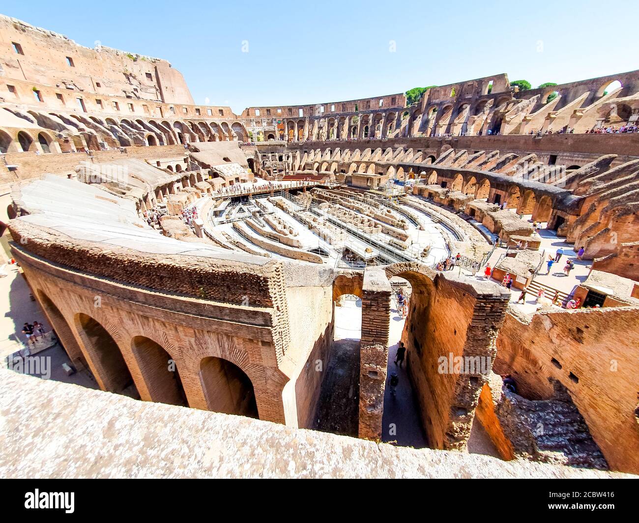 The view of the arena in the Colosseum Stock Photo