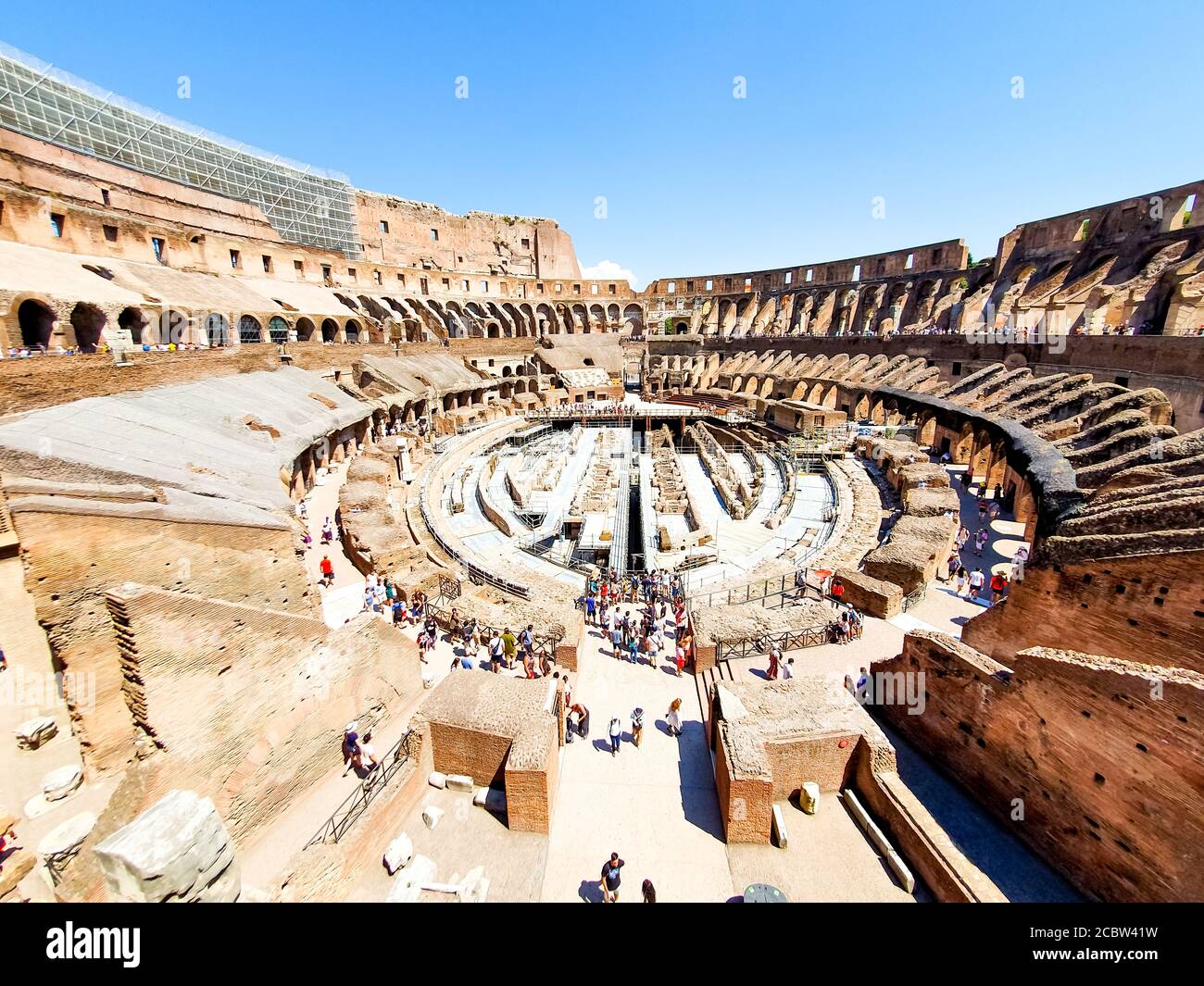 The view of the arena in the Colosseum Stock Photo