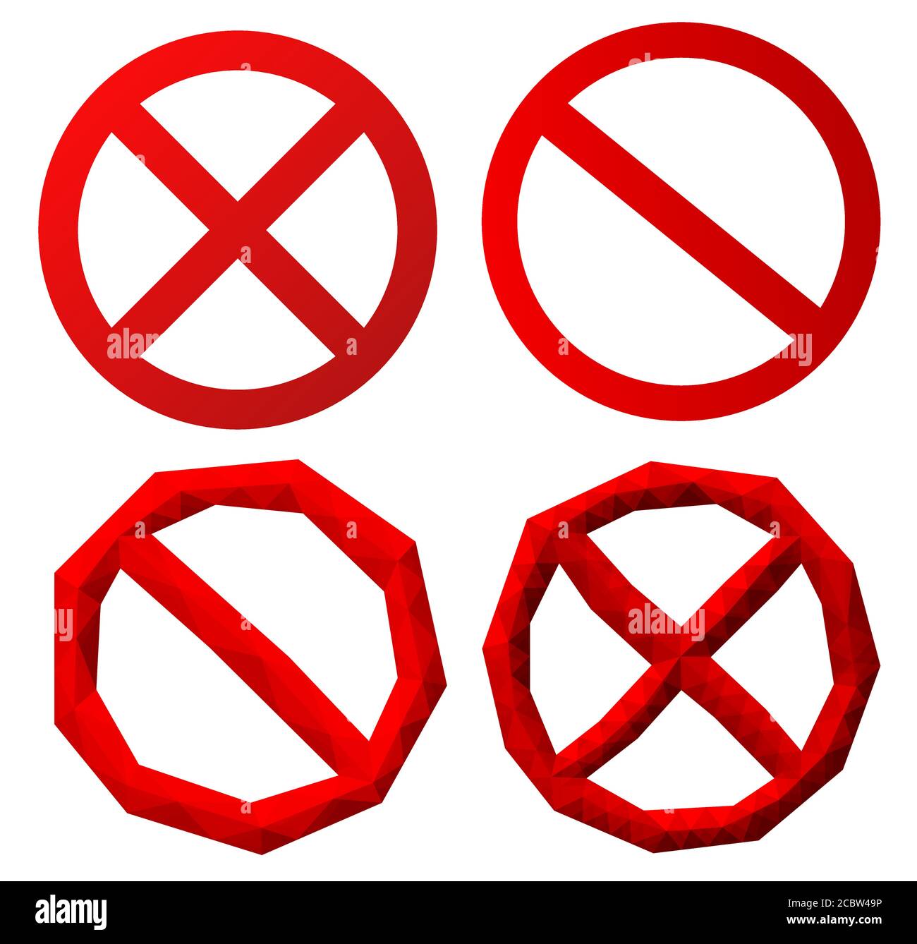 Set of icons with red symbols of prohibition on white background Stock Vector Image & Art Alamy
