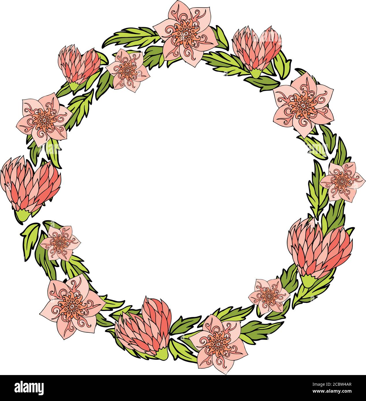 Vector flowers frame. Beautiful wreath. Elegant floral collection