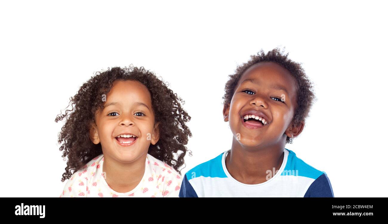 Happy children laughing isolated on a white background Stock Photo - Alamy