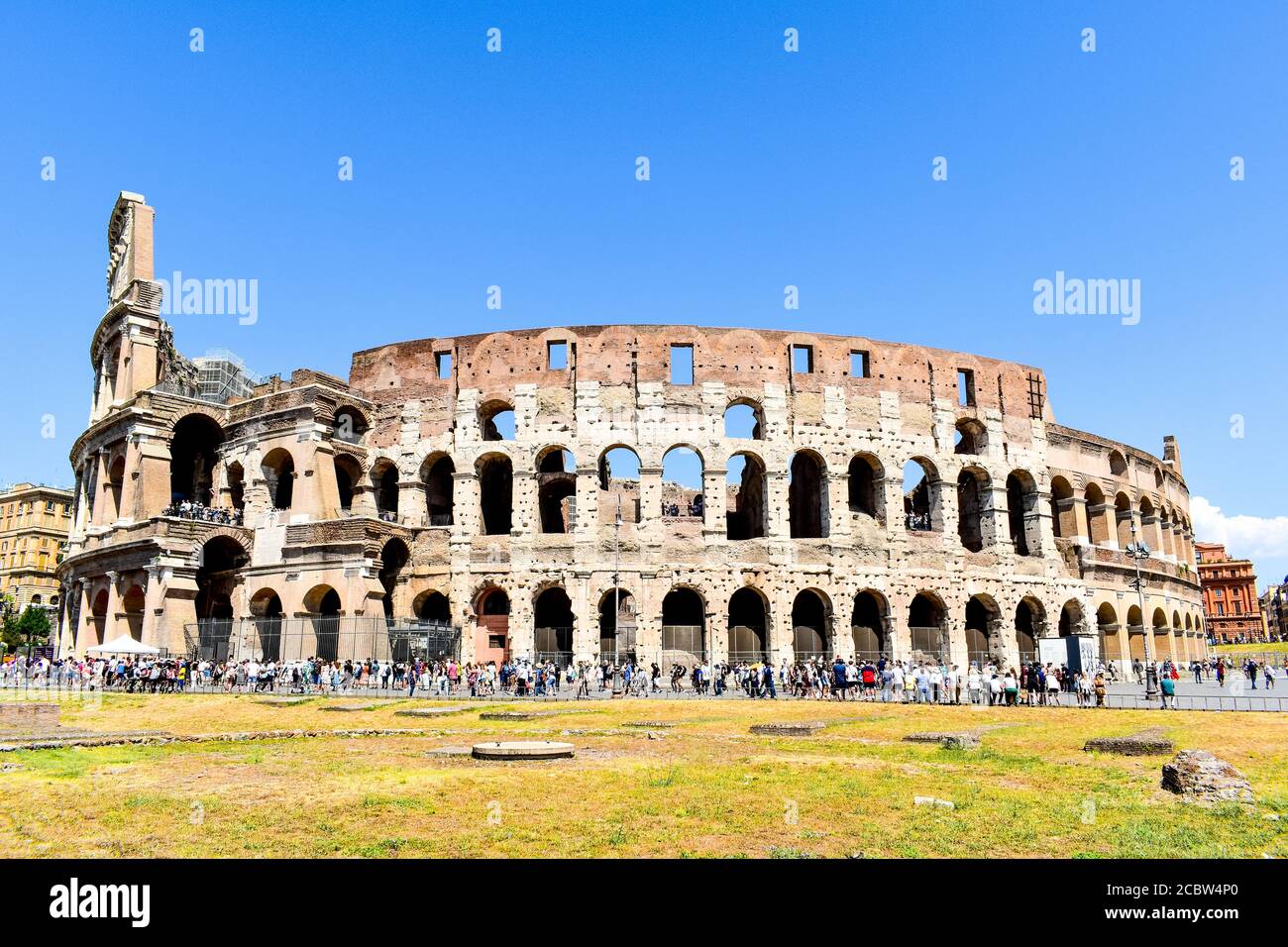 The view outside the Colosseum in Rome Stock Photo
