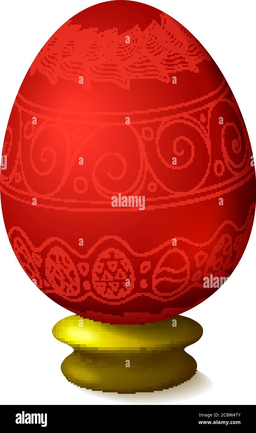 Beautiful illustration with red easter egg on white background Stock Vector