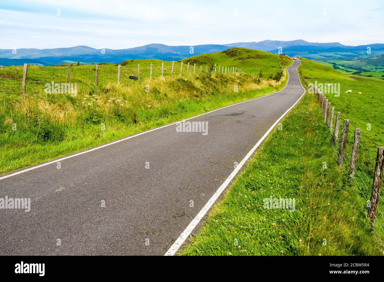 Rural road in mid Wales near Machynlleth Stock Photo