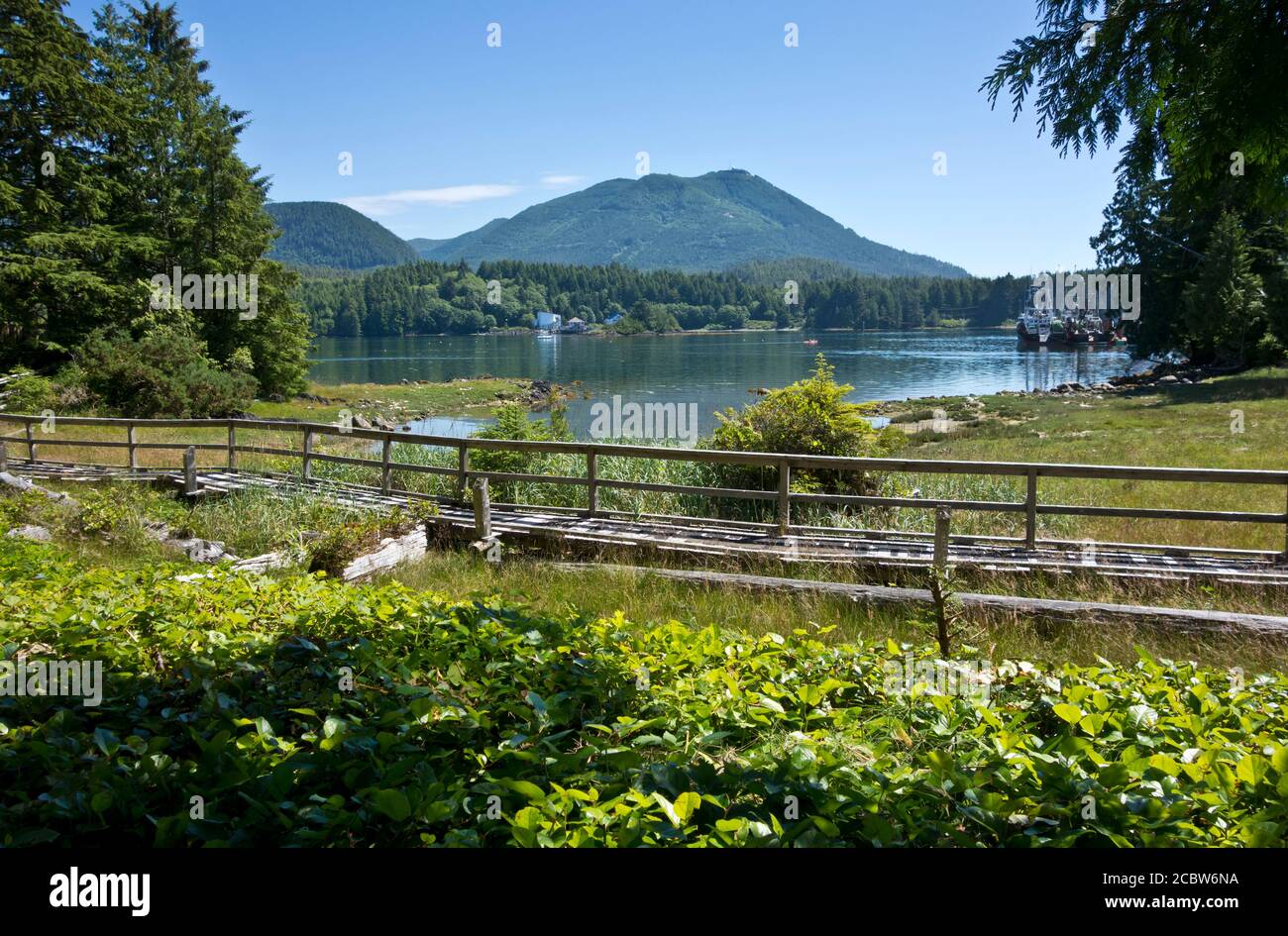 Scenic inlet and walkway in Uclulet, British Columbia, Canada Stock Photo