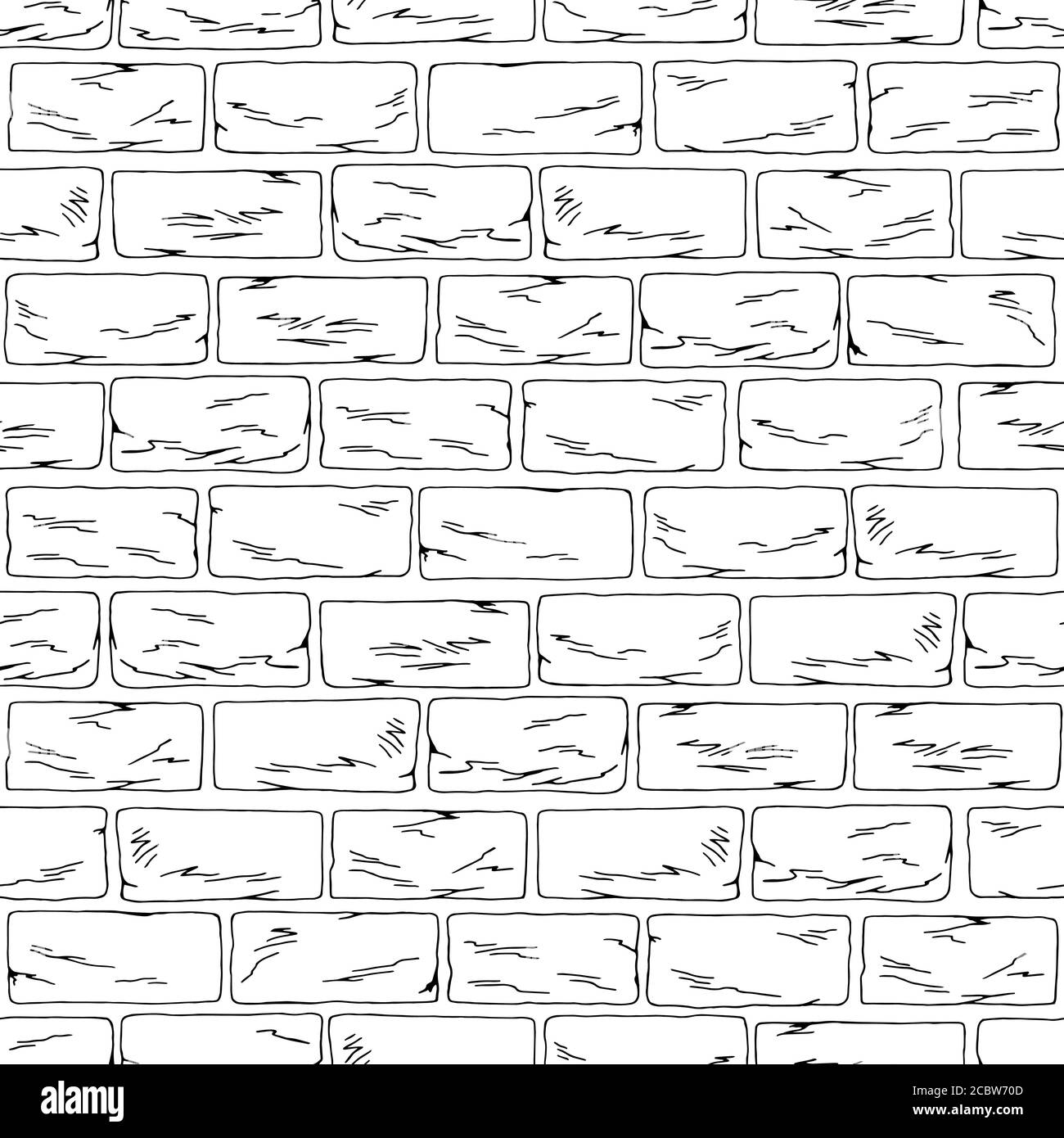 Brick wall graphic black white seamless pattern background sketch