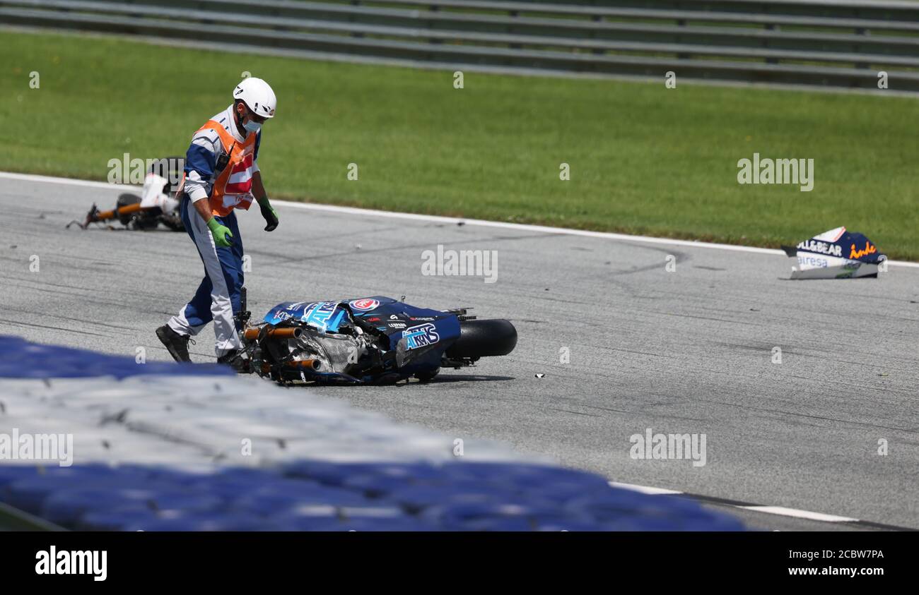 MotoGP - Austrian Grand Prix - Red Bull Ring, Spielberg, Austria - August  16, 2020 The bike belonging to Italtrans Racing Team's Enea Bastianini is  seen on the track after he crashed