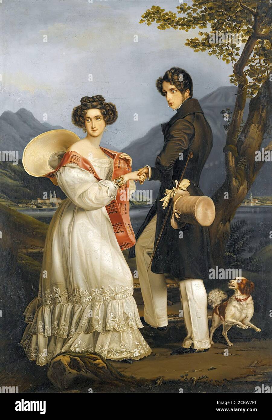 Stieler Joseph Karl - Max Duke of Bavaria and Duchess Ludovica - German School - 19th  Century Stock Photo