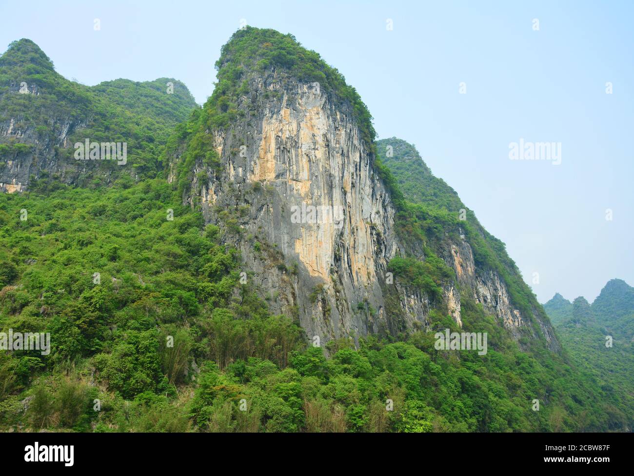 Green mountain show its rocks in Guilin Stock Photo