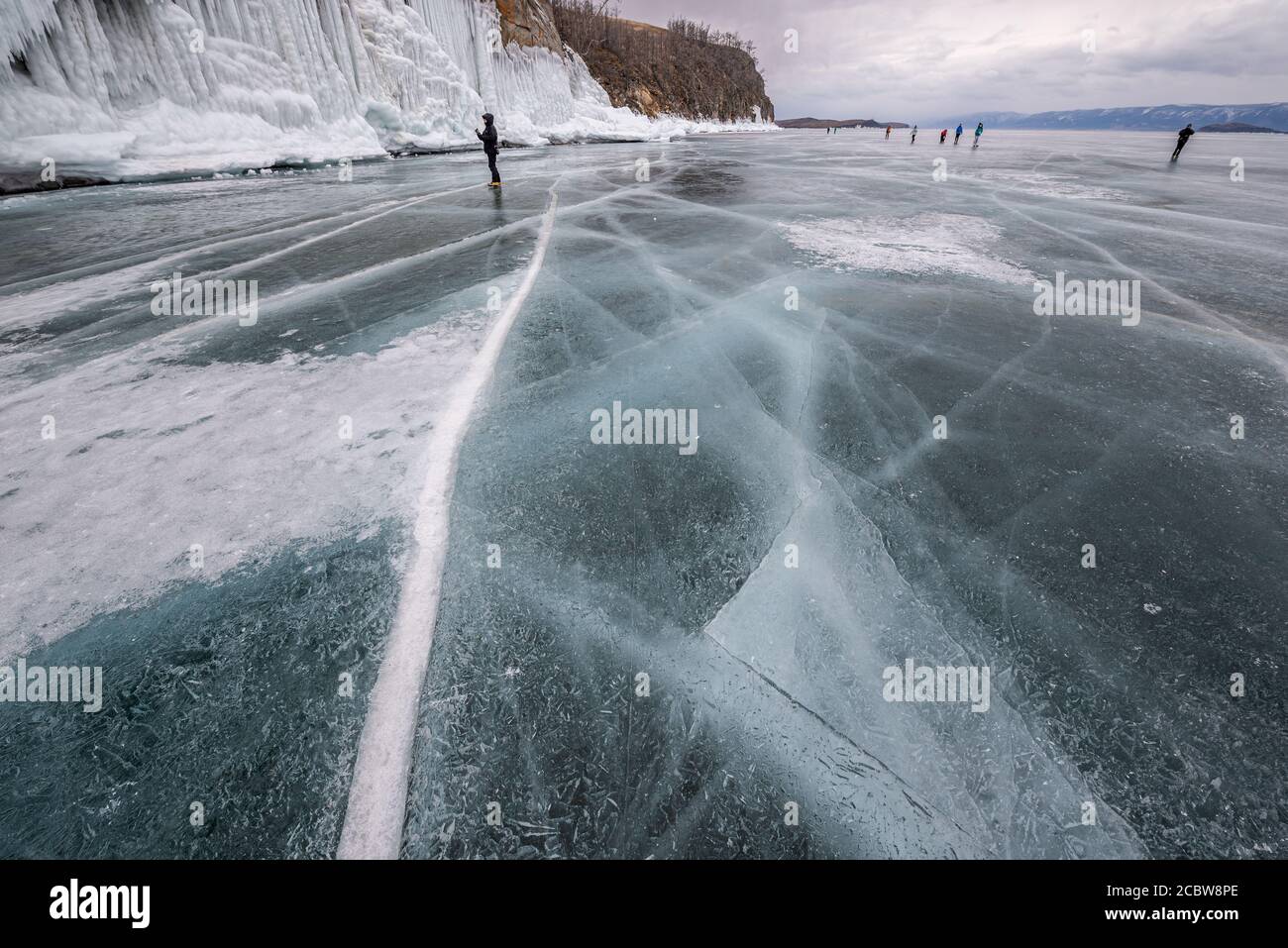 Ice cracks on frozen surface of Lake Baikal, Russia Stock Photo - Alamy