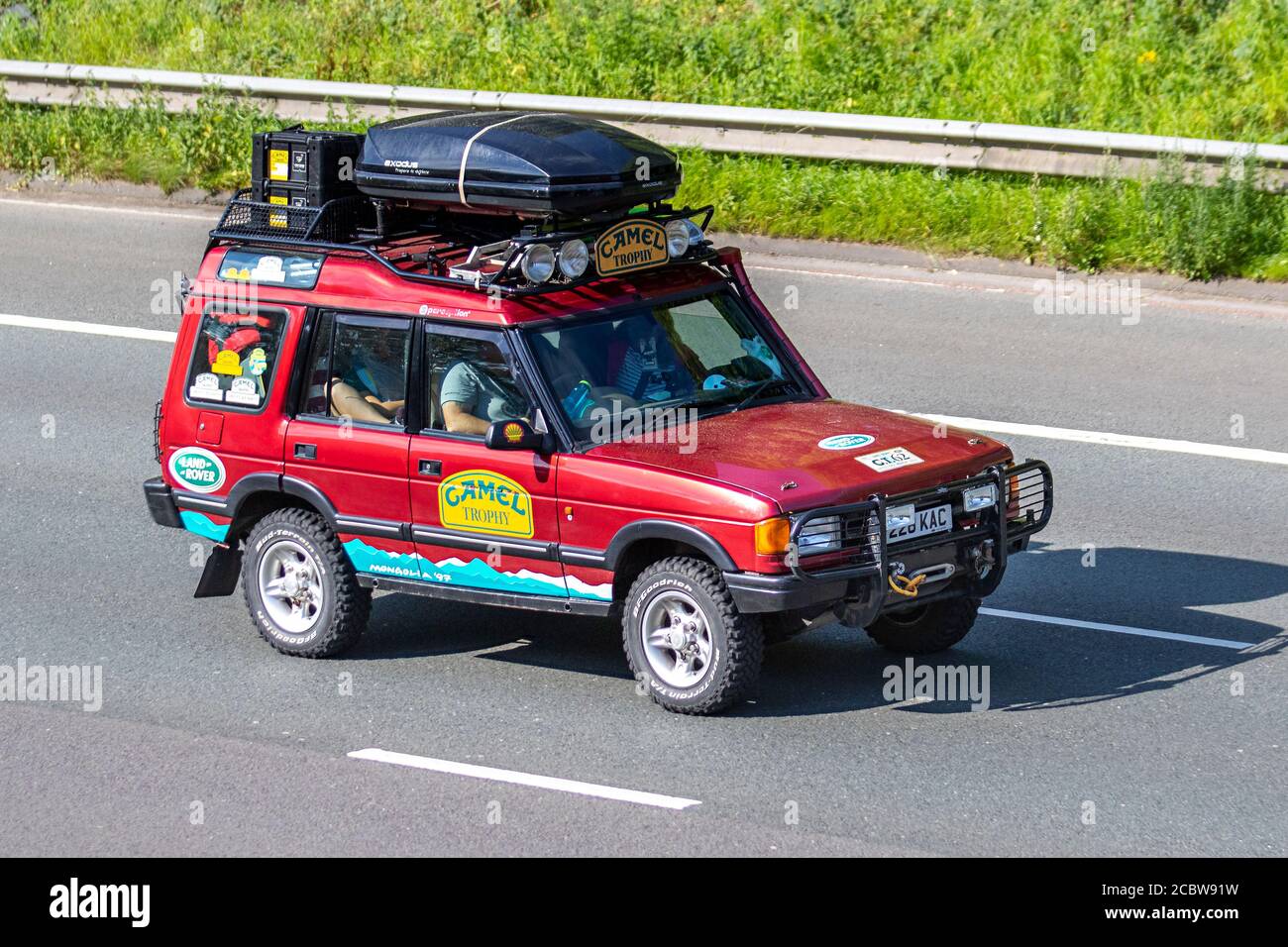 1997 90s nineties  KAC Red Camel Trophy Mongolia 97 Land Rover Vintage  expedition leisure, British off-road 4x4, rugged off-road all-terrain overland rally adventure vehicle, LandRover Discovery Turbo Diesel UK Stock Photo
