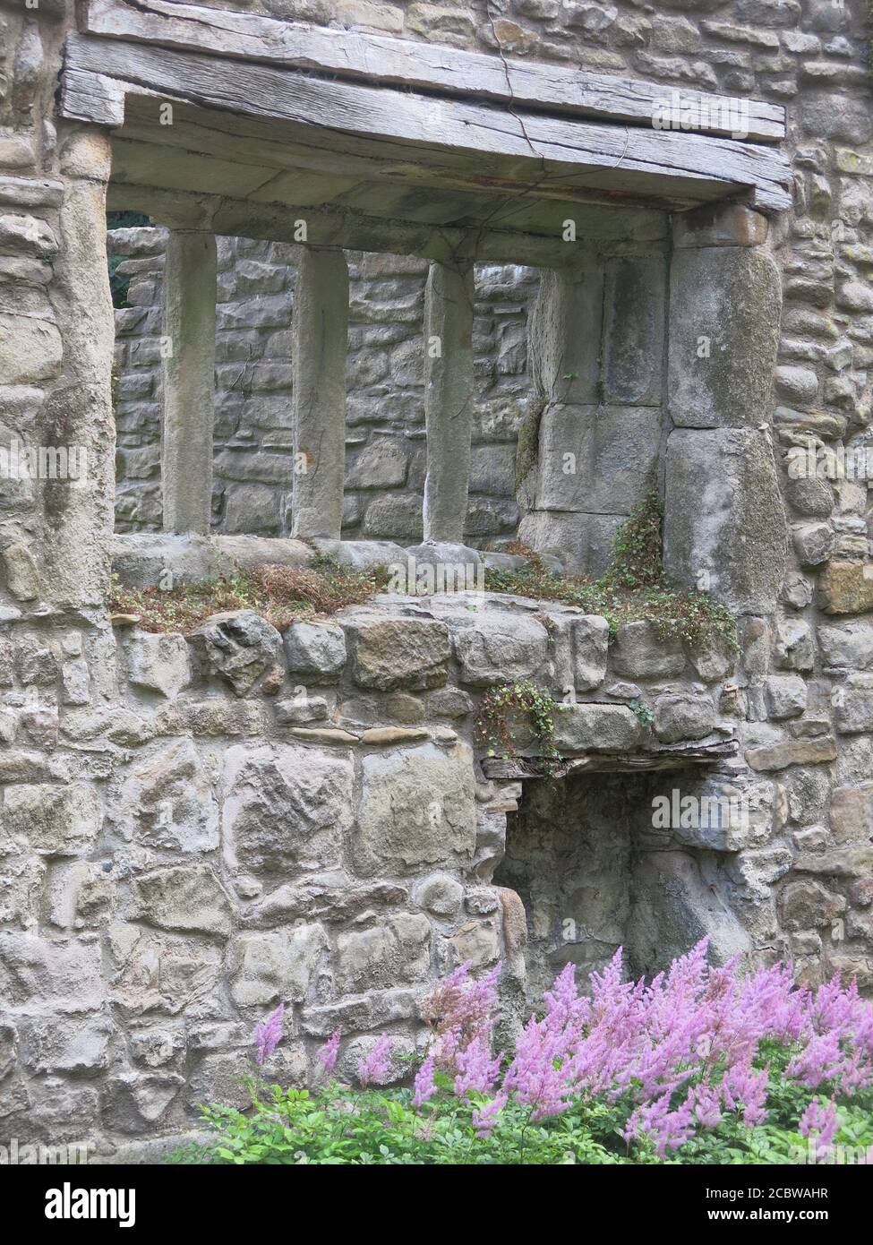 The remaining stone walls and structure of Whalley Abbey, from when it was a Cistercian Monastery first consecrated in 1306; Clitheroe, Lancashire Stock Photo
