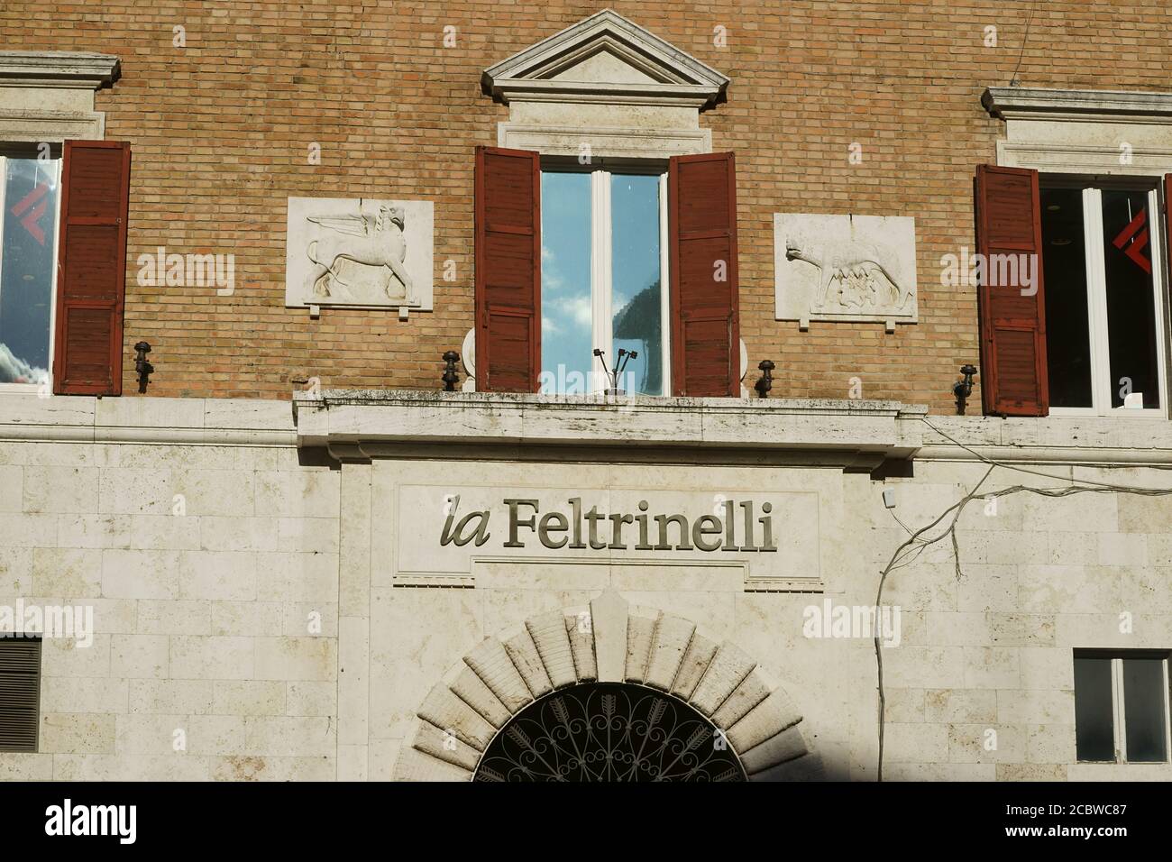 La Feltrinelli book store, store sign, Perugia, Italy Stock Photo - Alamy