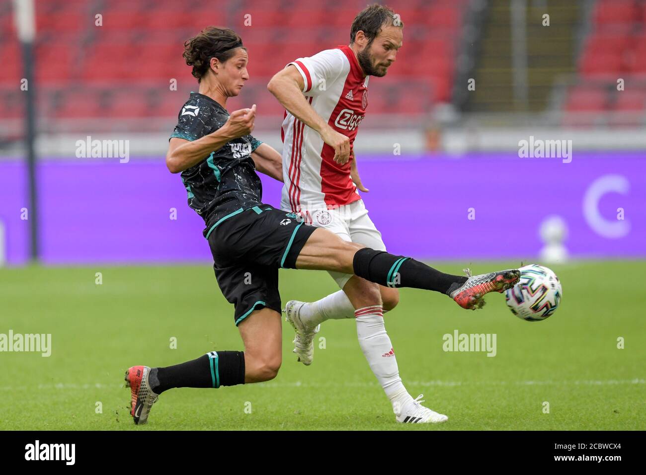 Amsterdam Netherlands August 8 Nando Nostlinger Of Rkc Waalwijk Daley Blind Of Ajax Seen During The Pre Season Match Ajax V Rkc Waalwijk On August 8 2020 In Amsterdam The Netherlands