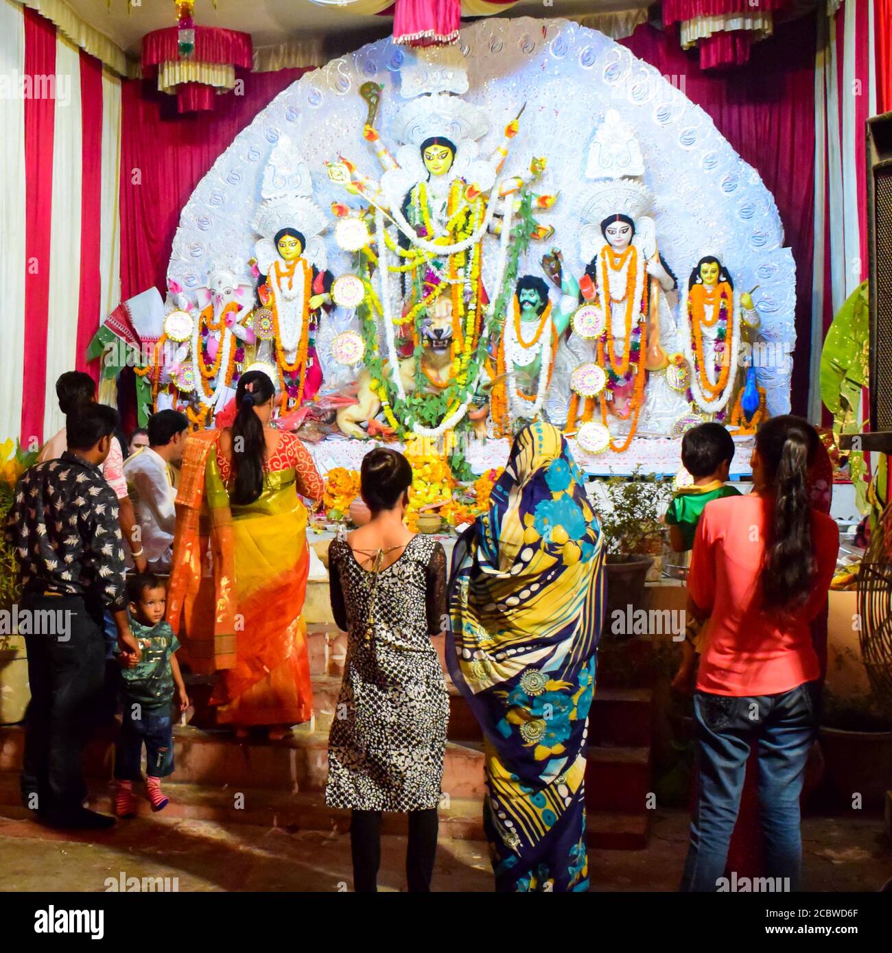 Kolkata, India, September 29,2019 : Goddess Durga with traditional ...