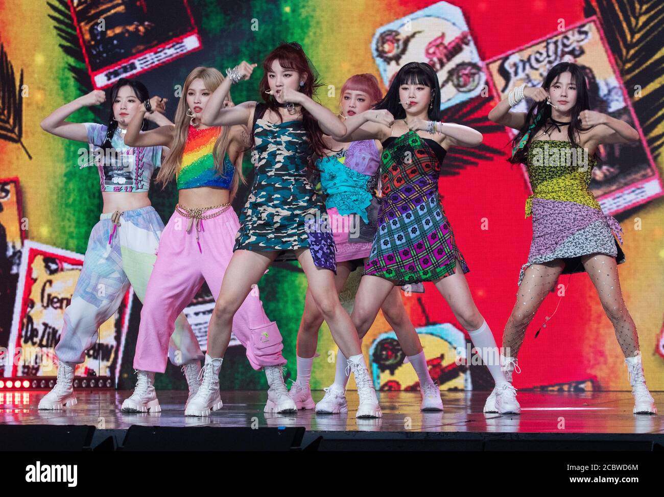 Goyang, South Korea. 12th Aug, 2020. South Korean K-Pop girl group G- Idel performs on the during a MBC TV K-Pop music chart program “Show Champion” at MBC Dream Center in