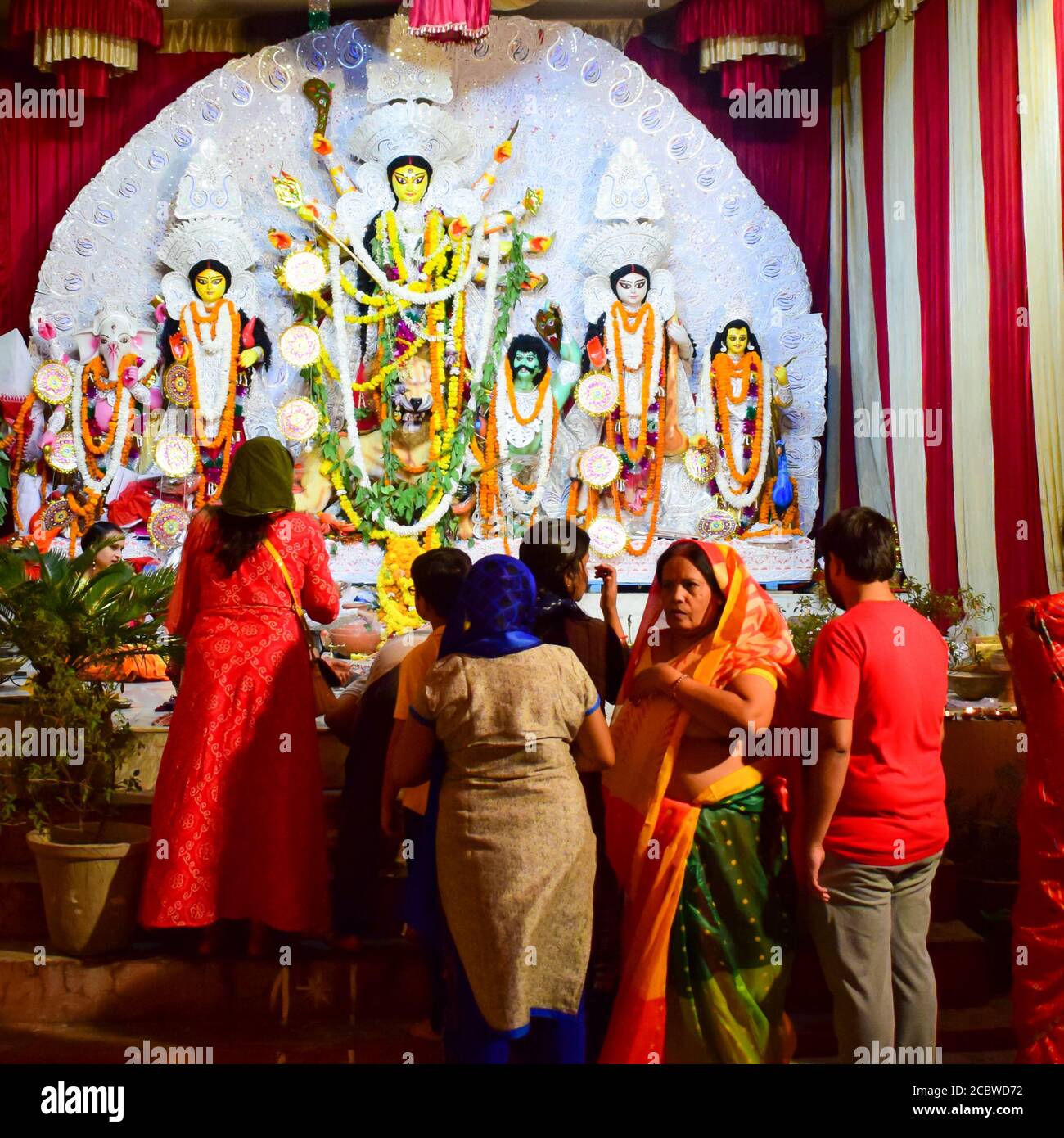 Kolkata, India, September 29,2019 : Goddess Durga with traditional ...