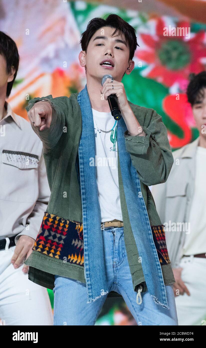 Goyang, South Korea. 12th Aug, 2020. South Korean K-Pop singer Eric Nam,  performs on the stage during a MBC TV K-Pop music chart program 'Show  Champion' at MBC Dream Center in Goyang,