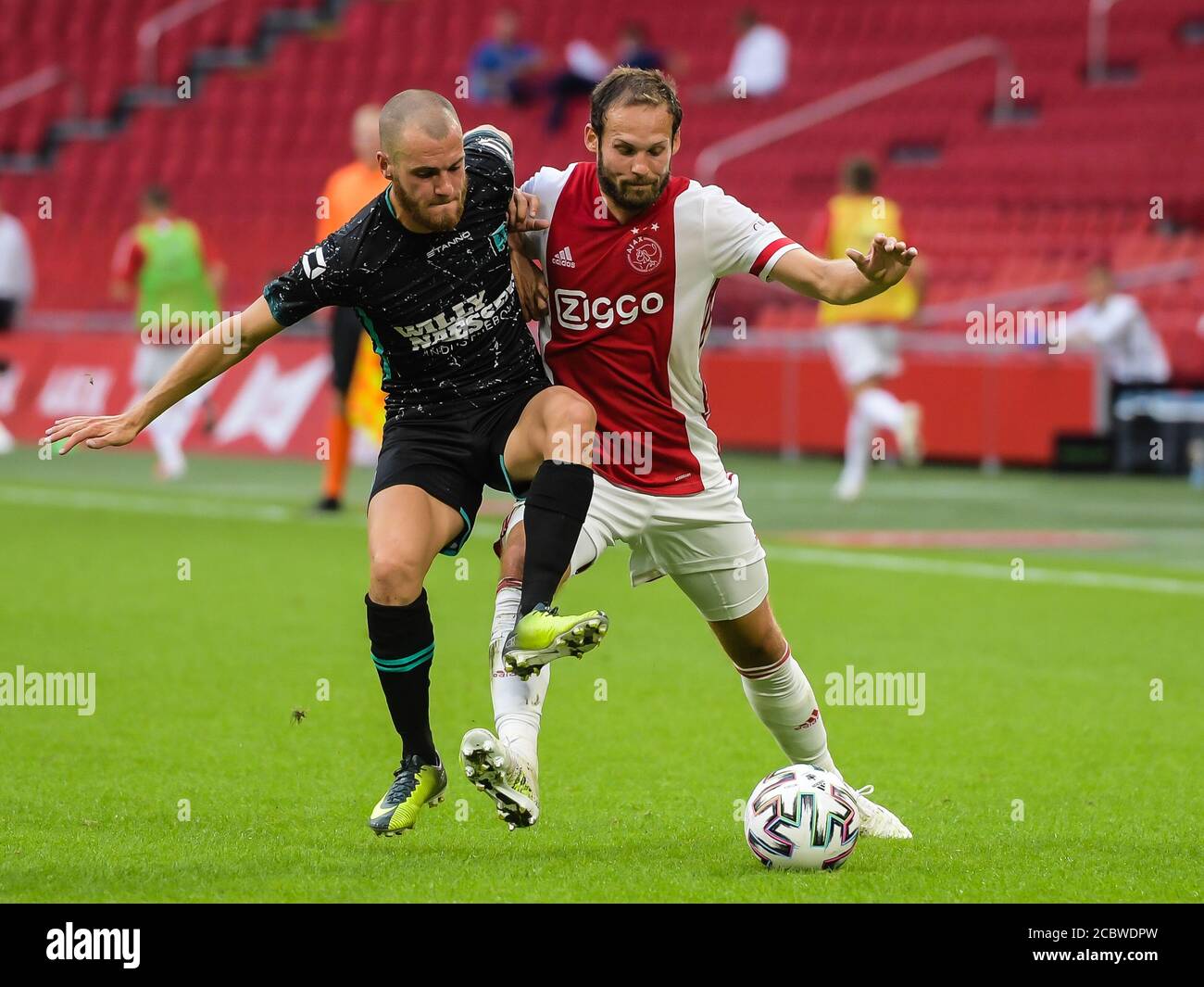 Amsterdam Netherlands August 8 James Efmorfidis Of Rkc Waalwijk Daley Blind Of Ajax Seen During The Pre Season Match Ajax V Rkc Waalwijk On August 8 2020 In Amsterdam The Netherlands