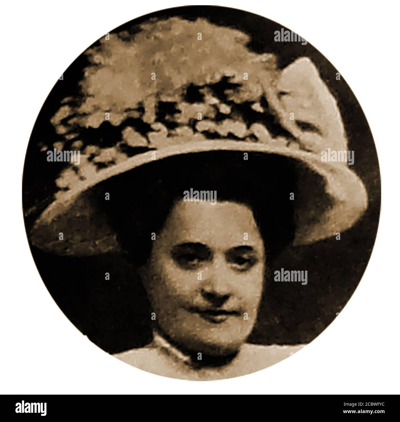 A portrait of  Italian Prima Donna Madame Tetrazzini  - Luisa Tetrazzini ( 1871 – 1940) was an Italian coloratura (having an elaborate melodious voice using with runs, trills, wide leaps of tone) soprano of acclaimed  international opera and concert fame who went on to make  a number of recordings. in retirement she taught singing. Stock Photo