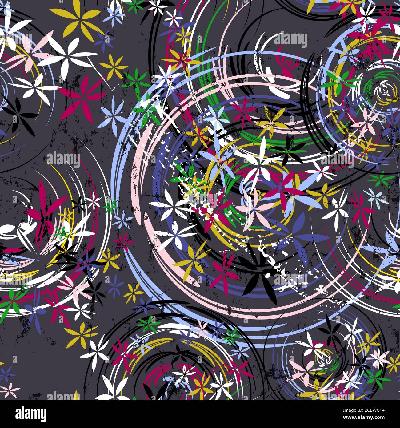 seamless background pattern, with circles/oval, paint strokes and splashes, grungy Stock Vector