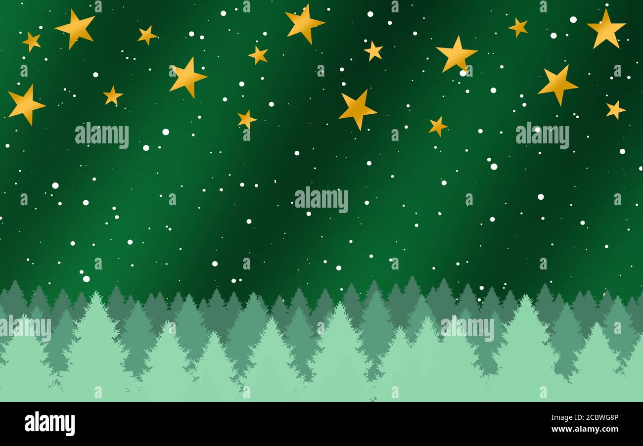 Christmas background illustration in green with gold stars, abstract ...