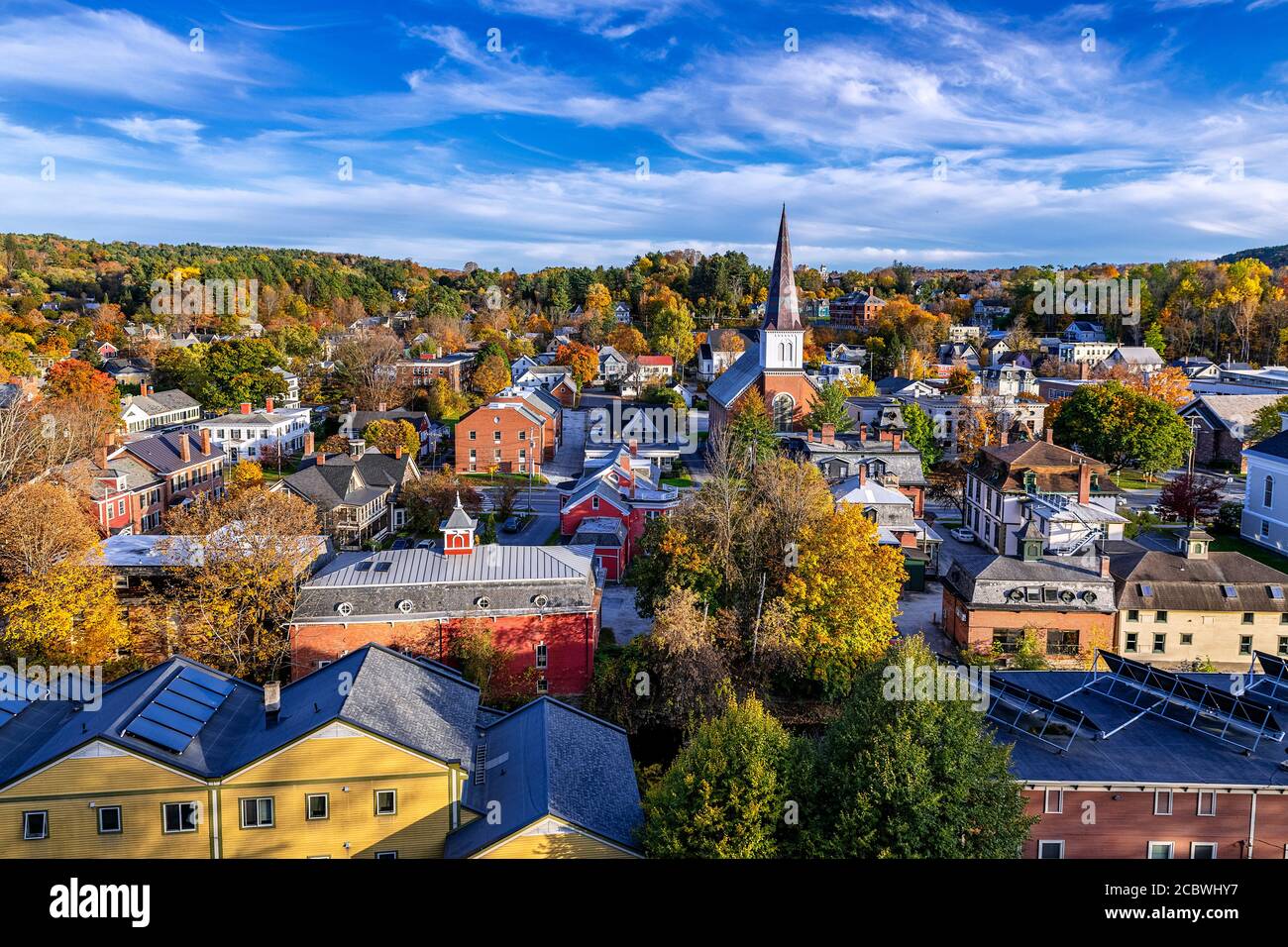 Autumn cityscape of downtown Montpelier, Vermont, USA. Stock Photo