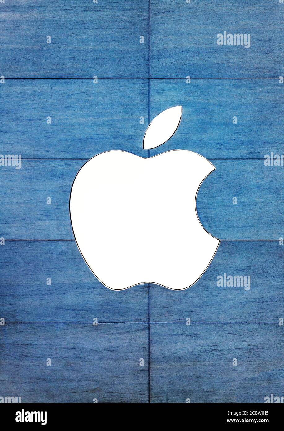 Apple logo on retail store. Stock Photo