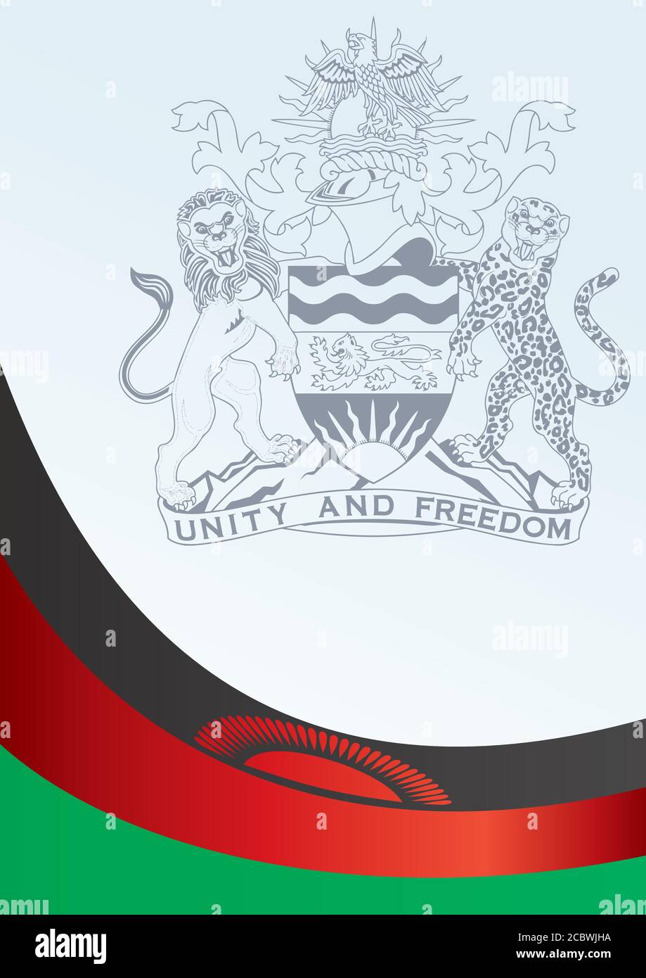 Flag of Malawi, template for the award, and official document with the ...