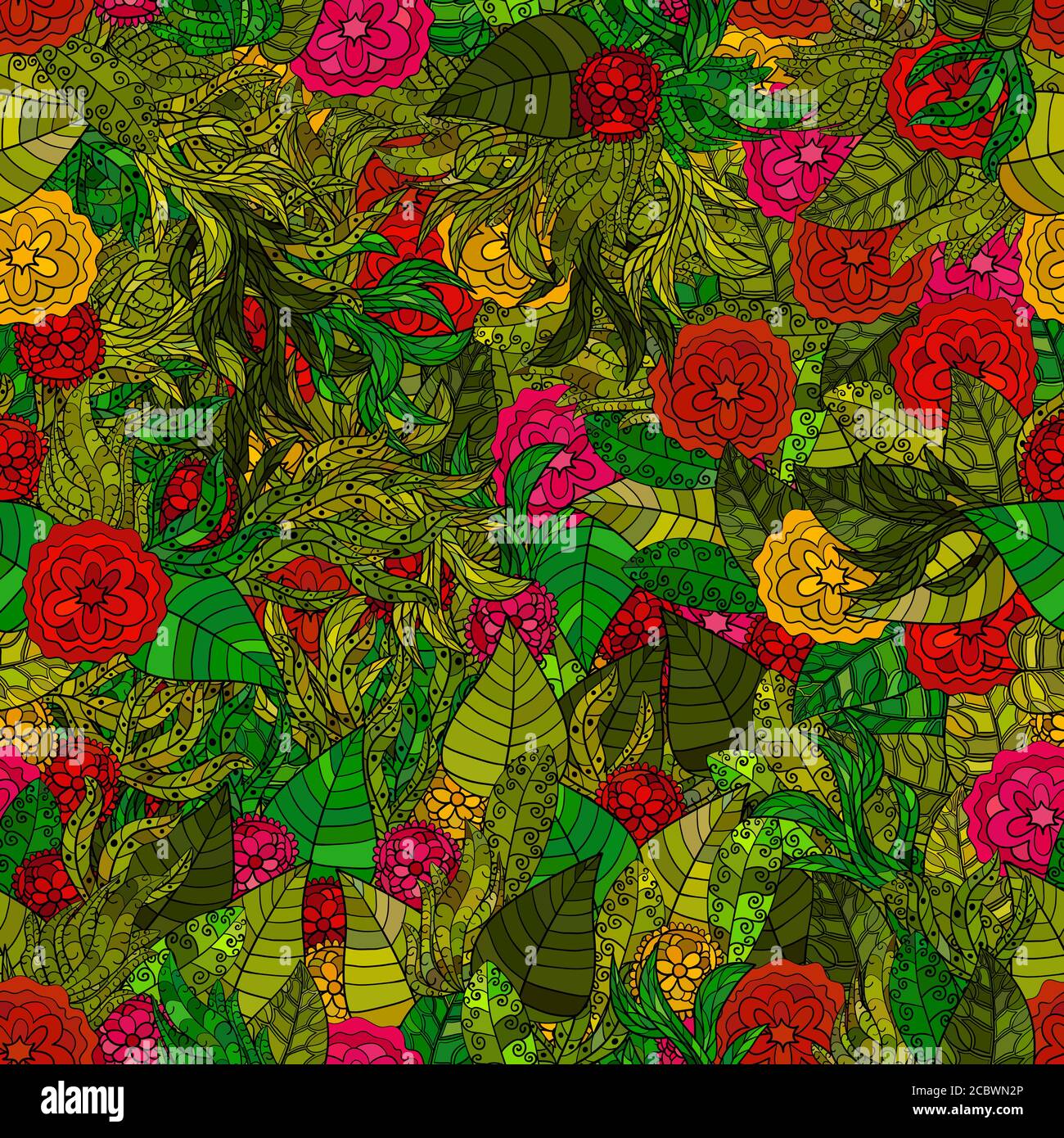 hand drawn vector floral seamless pattern Stock Vector Image & Art - Alamy