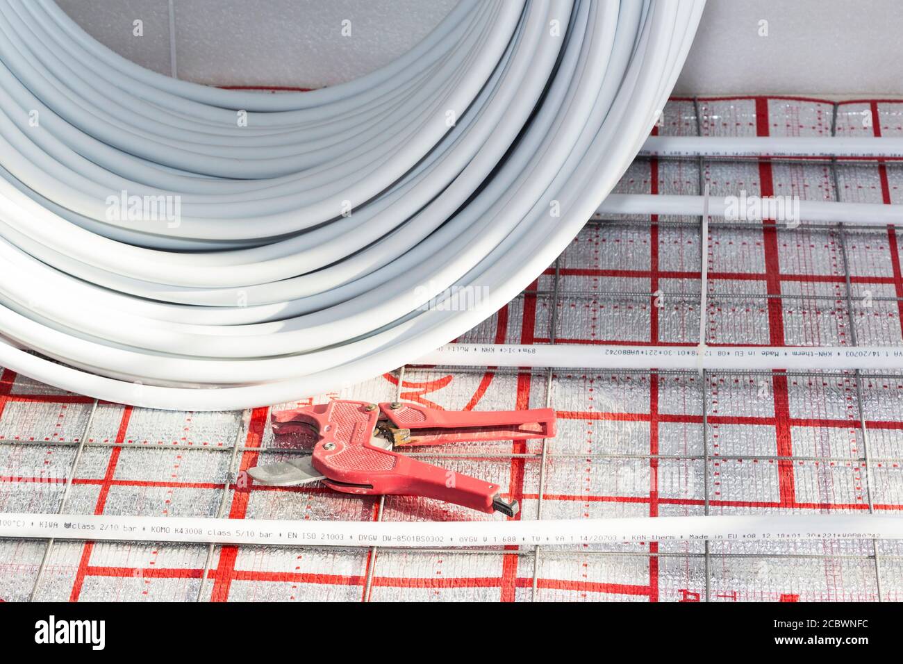 Underfloor heating system in new residential house Stock Photo Alamy
