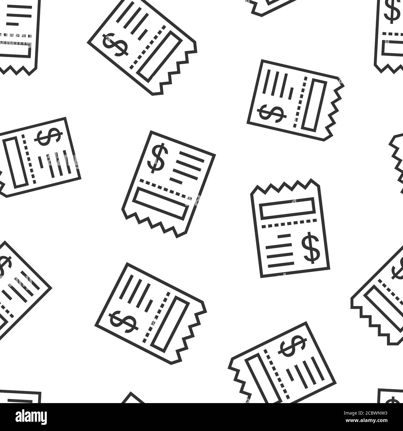 Money check icon in flat style. Checkbook vector illustration on white