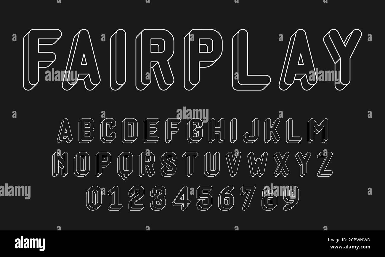 Set of alphabets font letters and numbers modern with 3d concept vector illustration Stock Vector