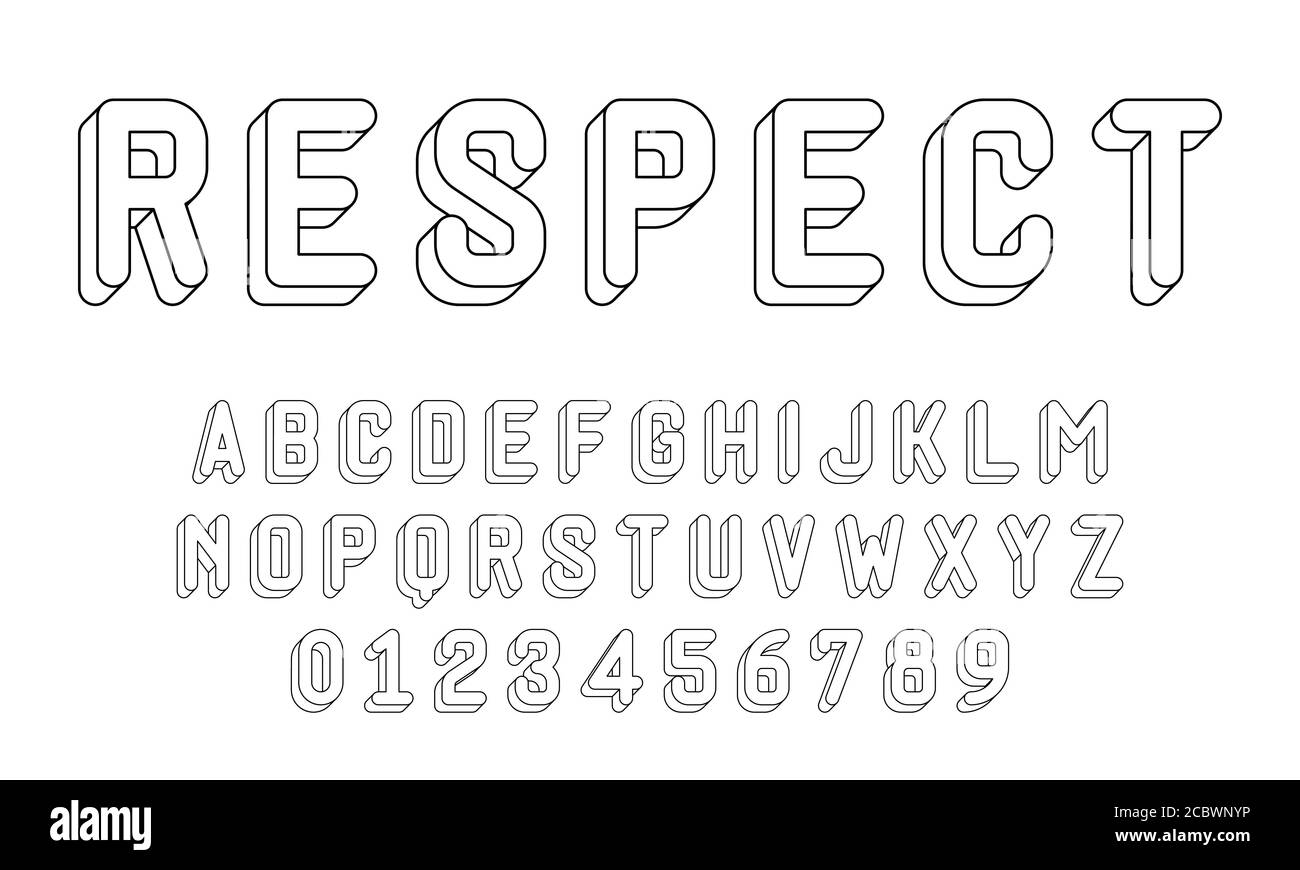 Set of alphabets font letters and numbers modern with 3d concept vector illustration Stock Vector