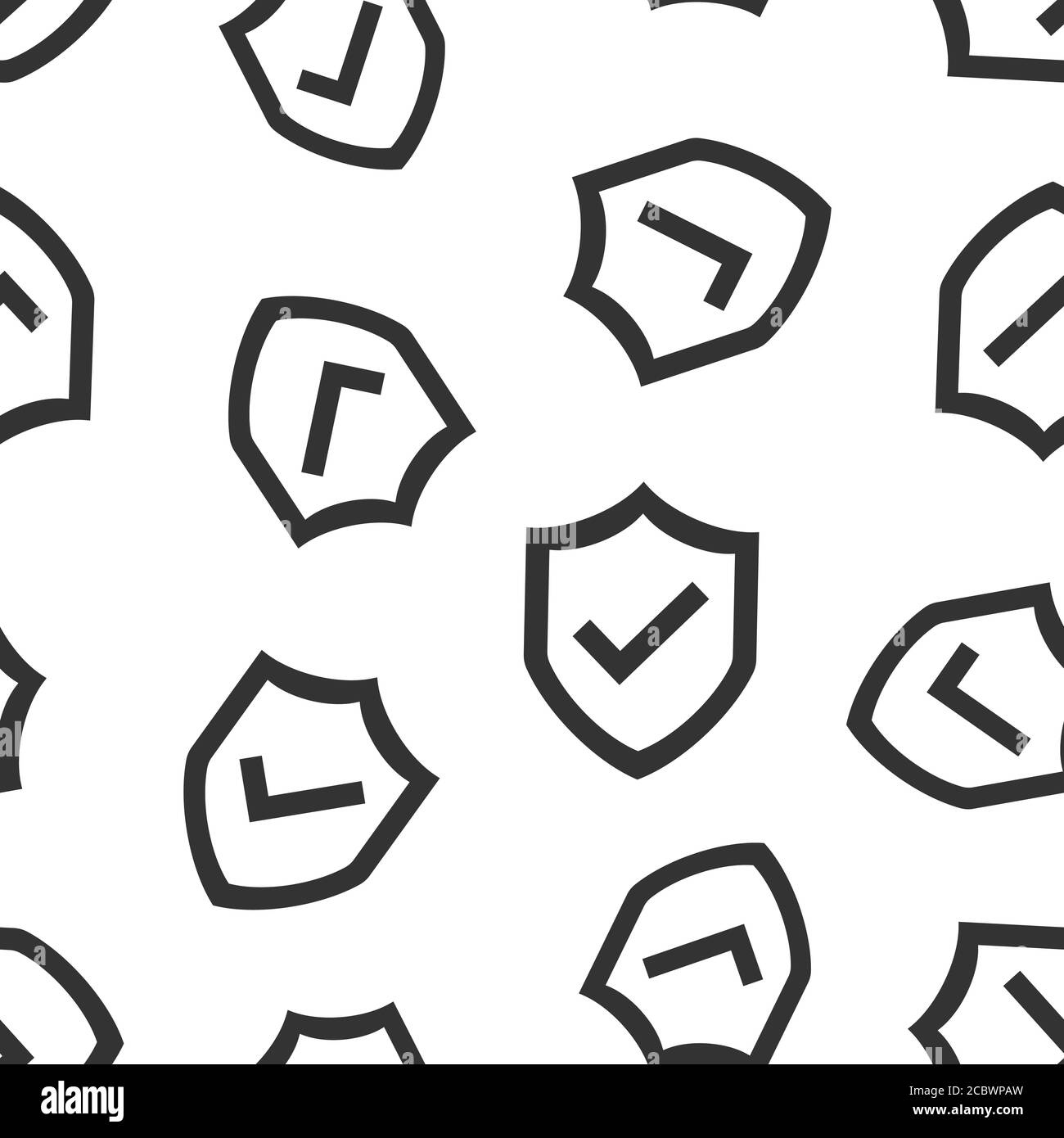 Shield with check mark icon in flat style. Protect vector illustration ...