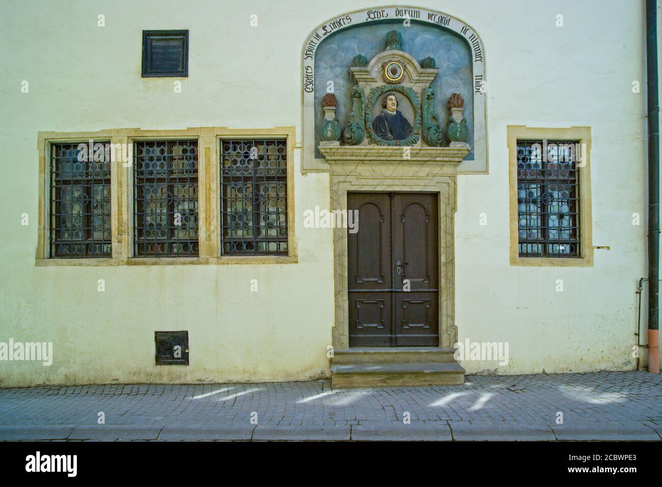 Germany, Eisleben. Entrance of Martin Luthers birth house Stock Photo
